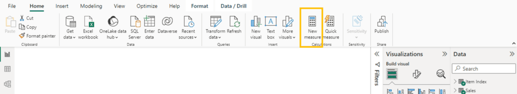 The first step to calculating percentage change in Power BI is to create a New Measure