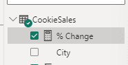 Select a measure from the data tab to change the formatting to a percentage