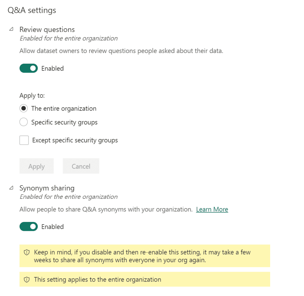 Enable Q&A if Power BI Copilot issues persist