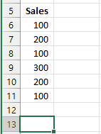 Selecting a cell below a column of numbers to calculate a total
