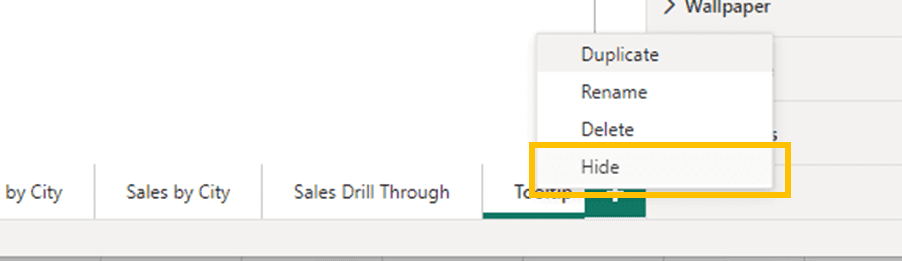 How to hide a page in Power BI so viewers can't see the tooltip page in the navigation pane