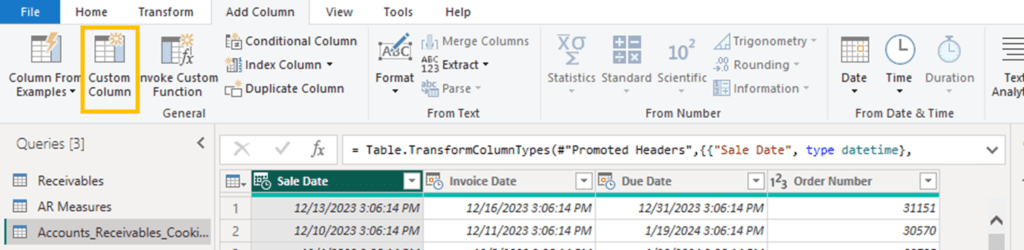 Creating a new custom column in Power Query to enter in a Power Query Formula