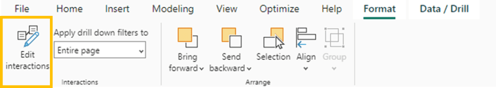 The Poer BI Format, Edit Interactions button