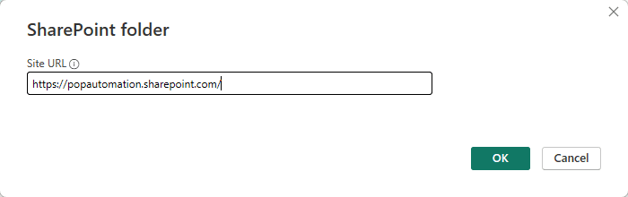 A SharePoint folder URL to import files into Power BI