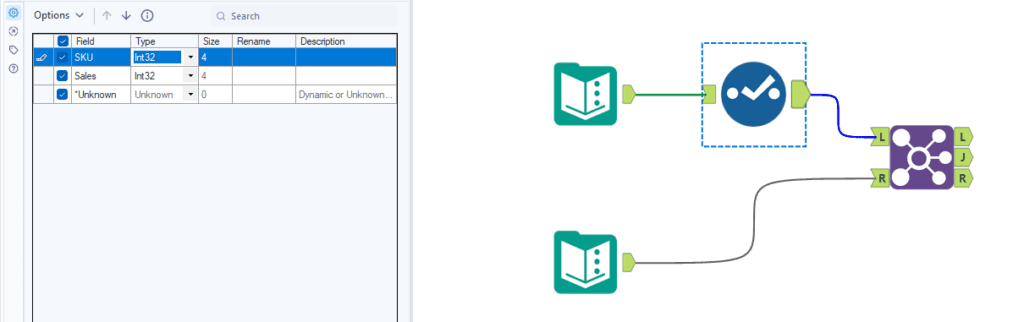 How to correct a data type mismatch Join error in Alteryx with a Select tool