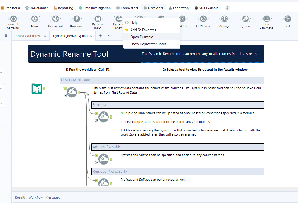Example of how to access Tool Examples for configuration information