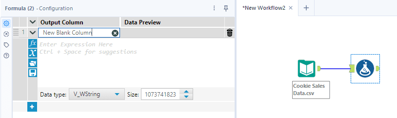Naming a new column about to be created with an Alteryx formula tool