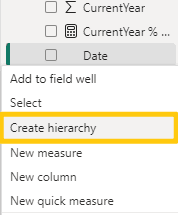 Telling Power BI to auto create a hierarchy based on a date field.