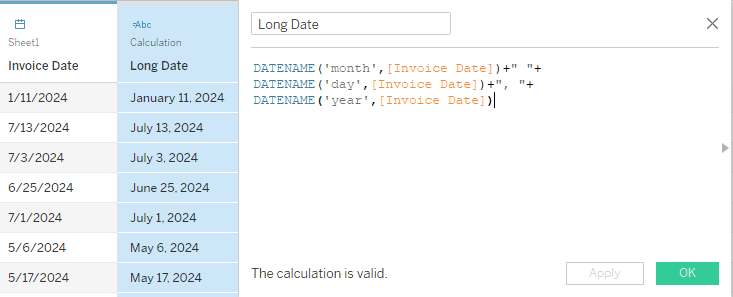 Creating a Calculated Field with custom date formatting in Tableau