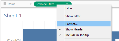 Selecting format from an assigned date field on a visual